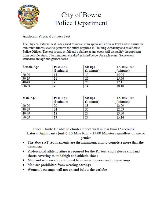 Physical Agility Testing for Potential Police Officers 4/7/18 (Bowie