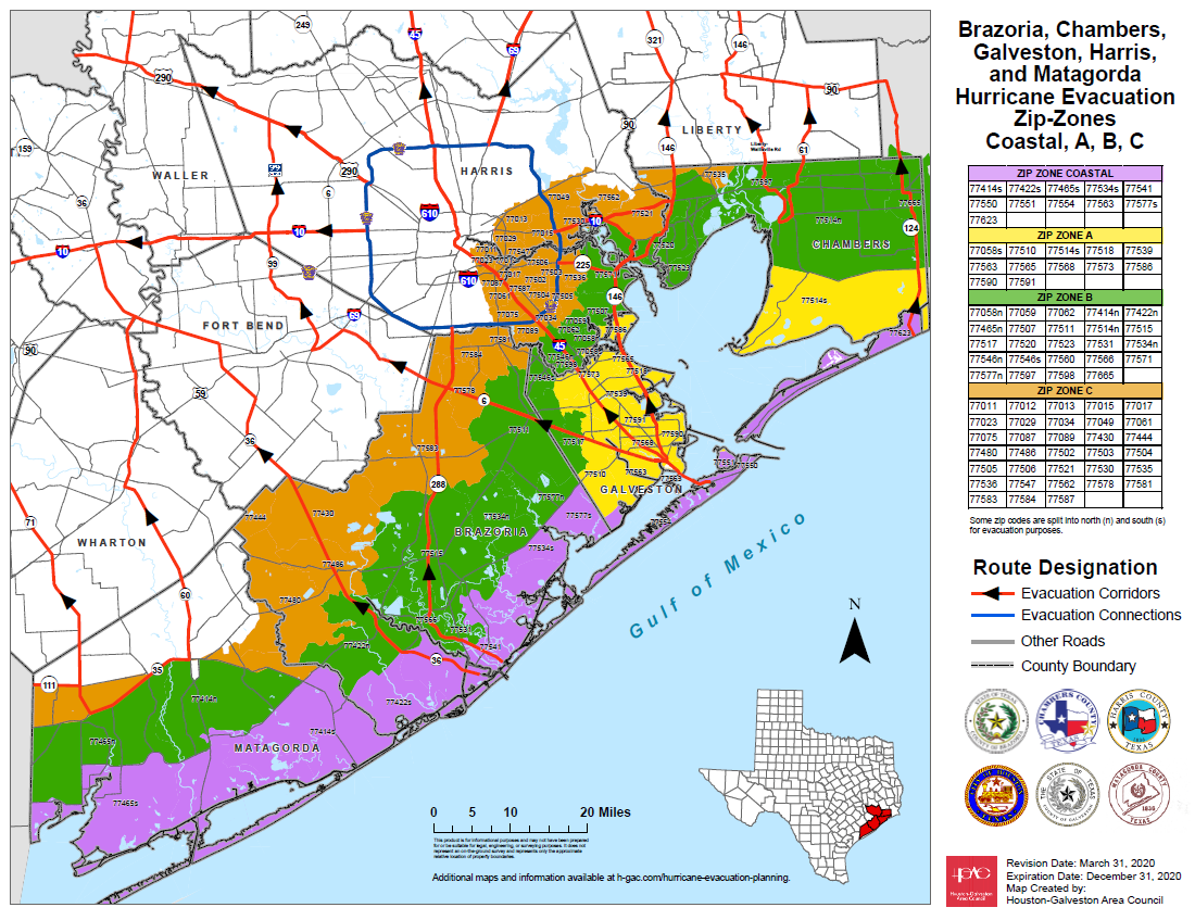 Voluntary Evacuation For Zip Zones A And B In Harris County (Tuesday, 1 ...