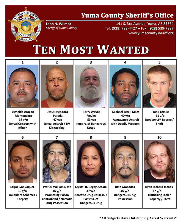 Ycso 10 Most Wanted Yuma County Sheriff S Office Mdash Nextdoor Nextdoor