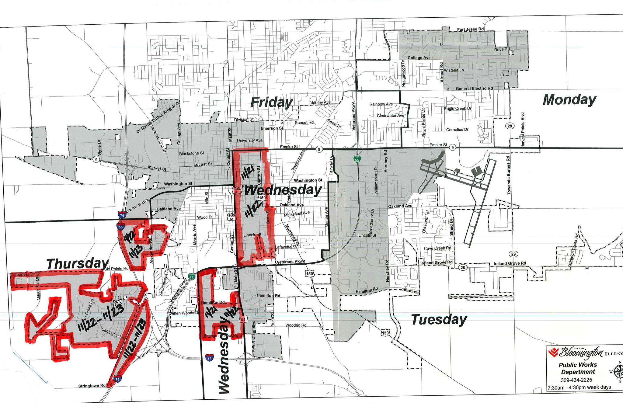 Updated Leaf Collection Map - As of Monday Afternoon, 11/21 (City of ...