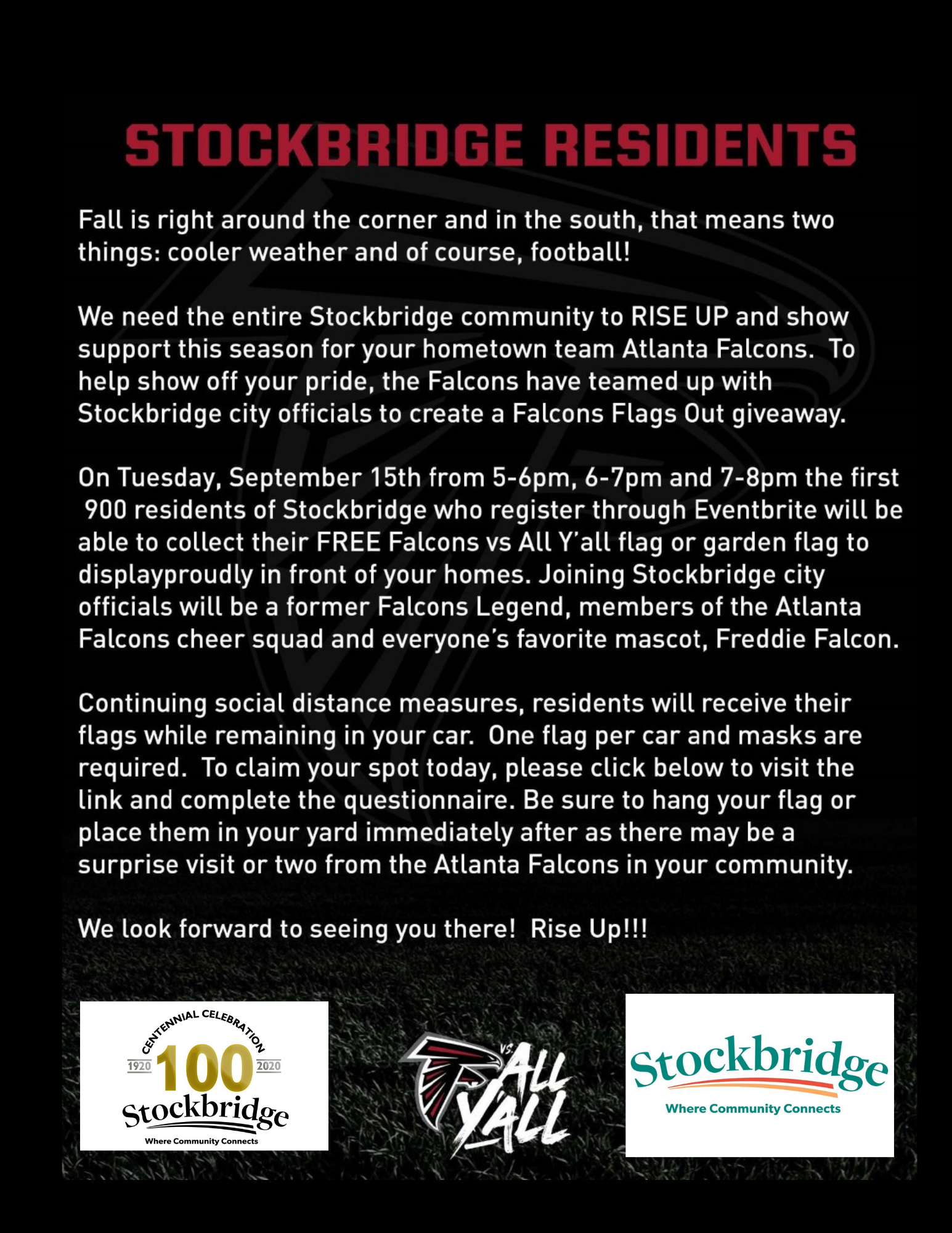 Free Atlanta Falcons Flag Giveaway 9 15 From 5 Pm To 8 Pm City Of Stockbridge Mdash Nextdoor Nextdoor