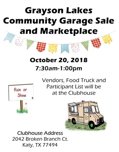 Oct 20 Grayson Lakes Community Garage Sale And Marketplace