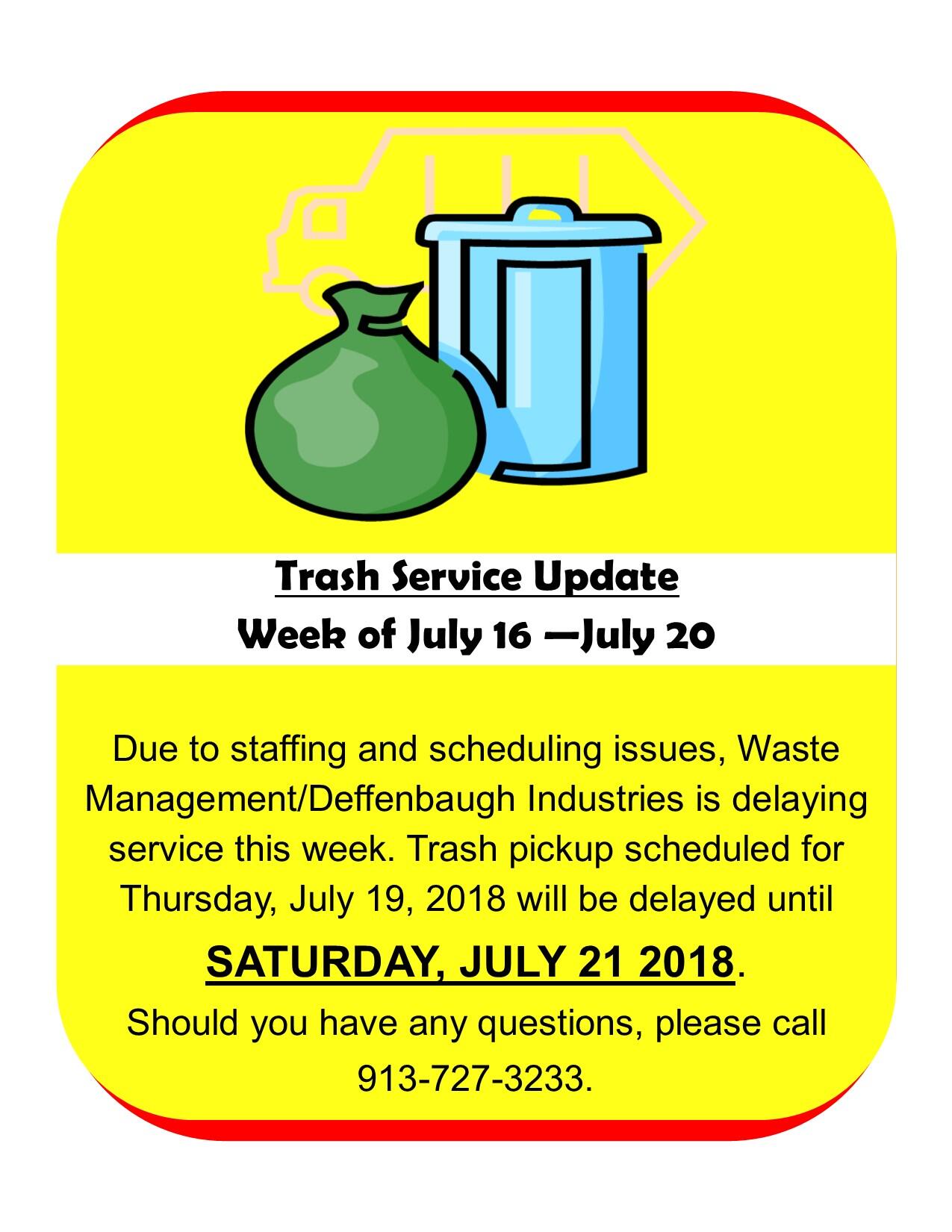 Waste Management/Deffenbaugh Service Delay in Lansing, Kansas