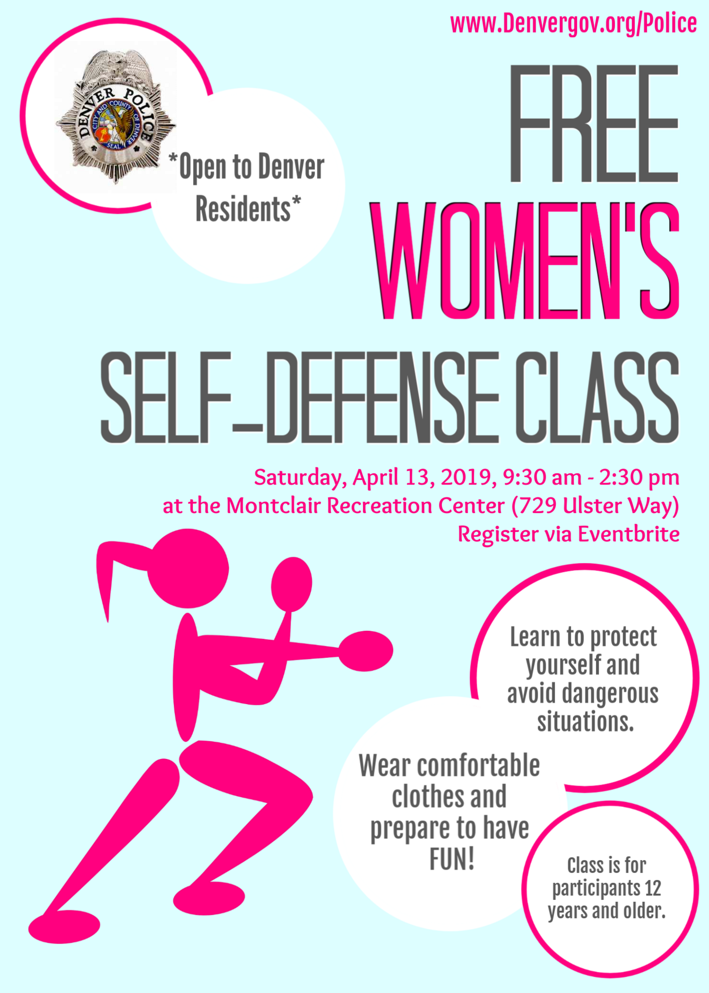 FREE WOMEN'S & GIRLS' SELF-DEFENSE CLASS (Denver Police Department ...