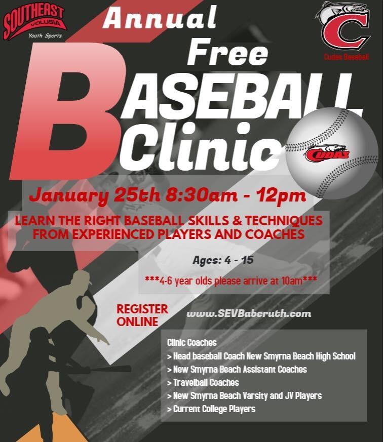 Free Baseball Clinic At Nsb Sports Complex On Jan 25 City Of New Smyrna Beach Mdash Nextdoor Nextdoor