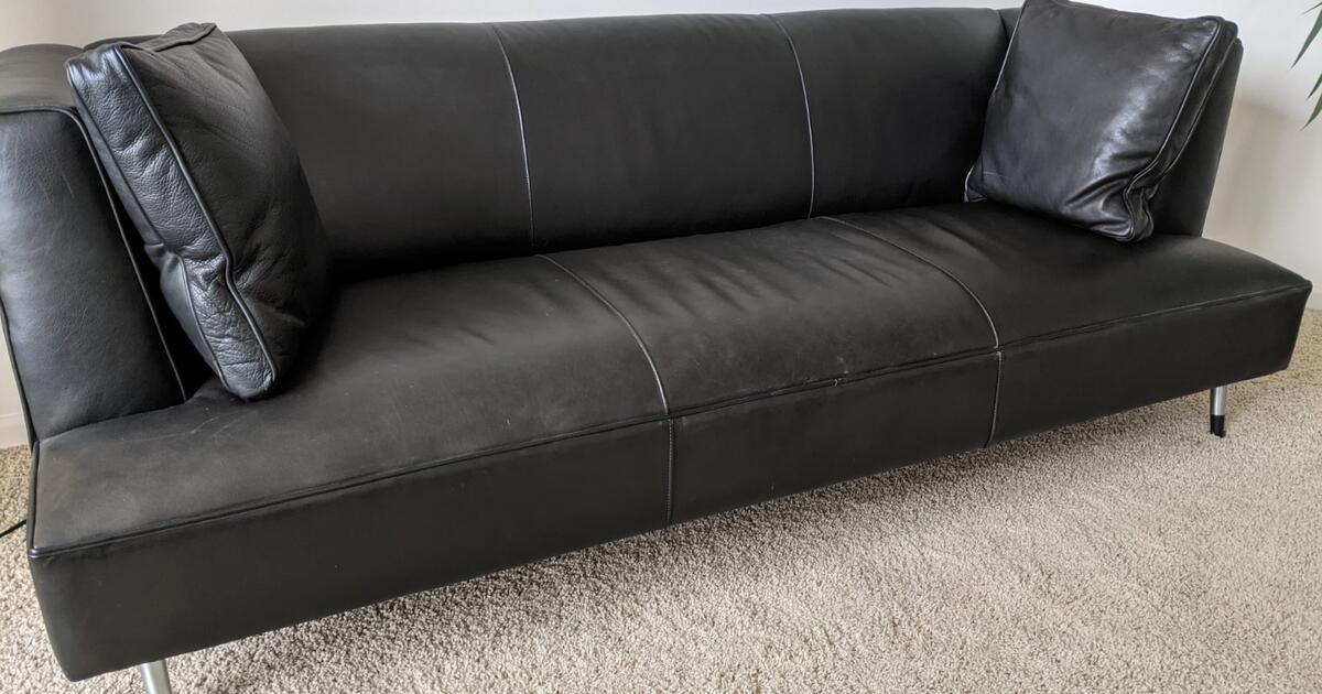 Modern black leather couch and chair for $500 in Zionsville, IN | Finds