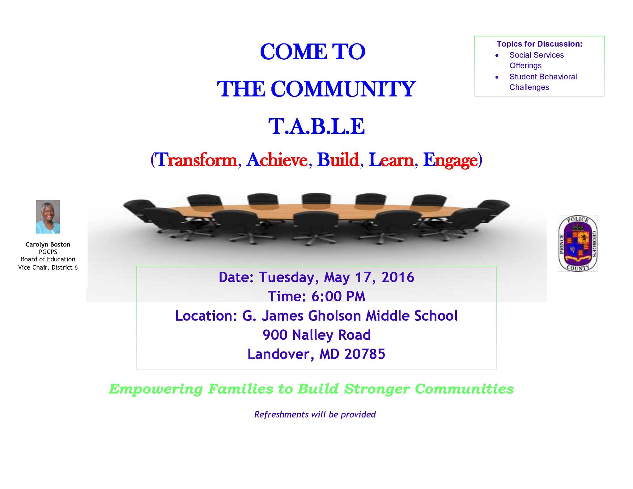 Community T Ab L E Event Prince George S County Police Department Mdash Nextdoor Nextdoor