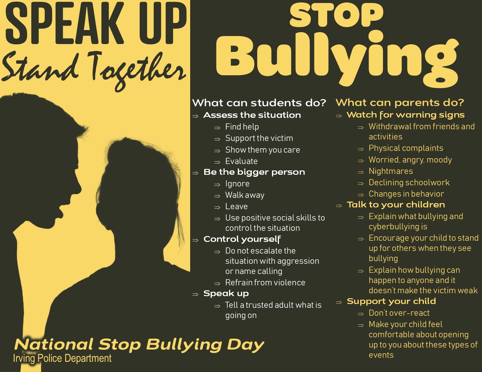 National Stop Bullying Day (Irving Police Department) — Nextdoor — Nextdoor