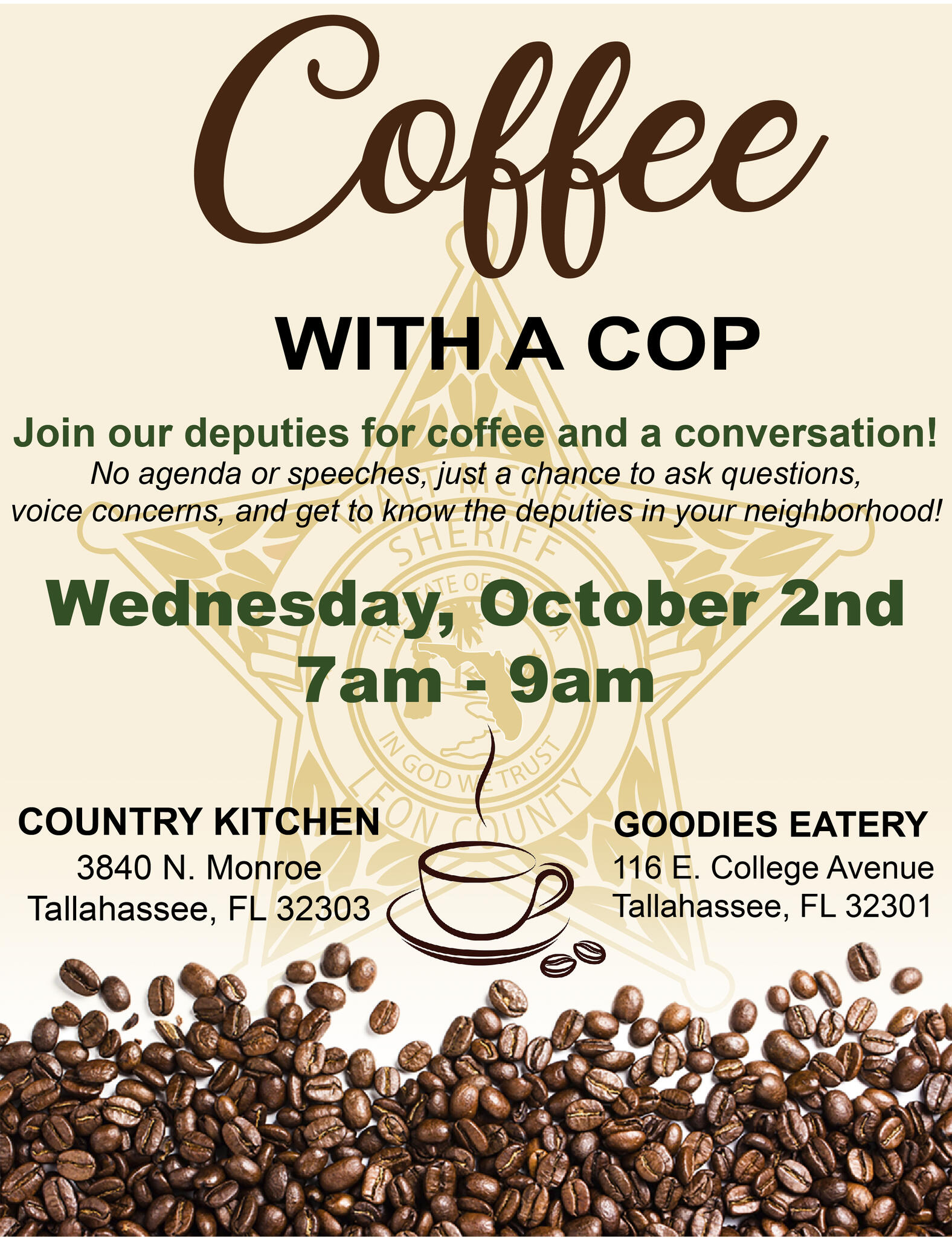 Join Us For National Coffee With A Cop Day Leon County Sheriffs