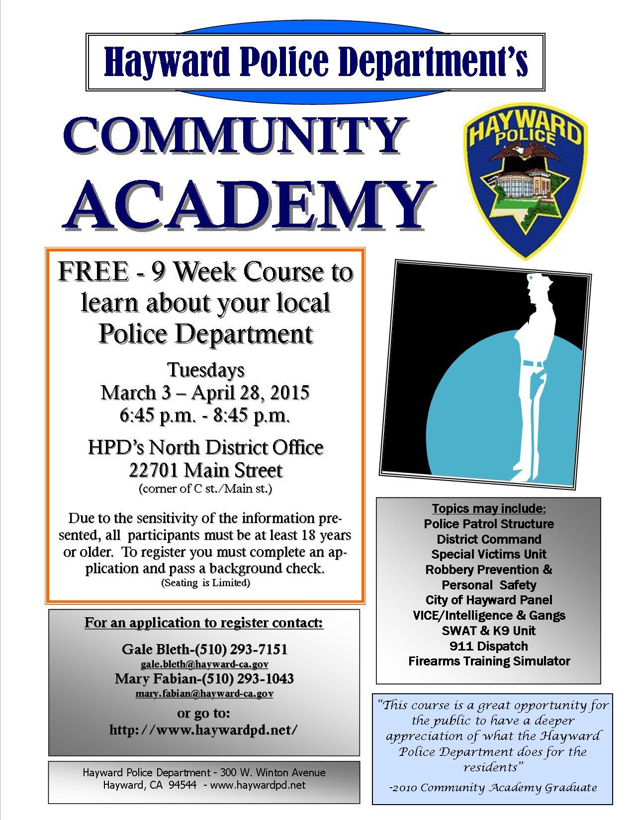 COMMUNITY ACADEMY - Hayward Police Department (Hayward Police ...