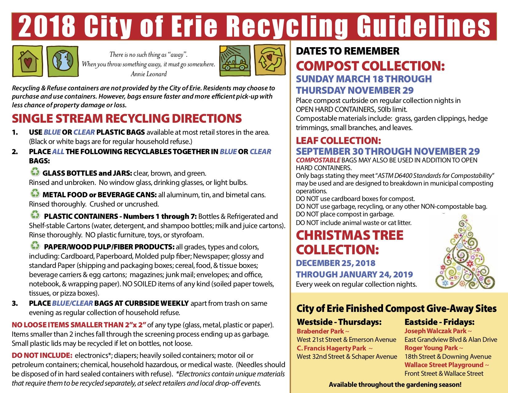 The City of Erie recycling program has not changed. (City of Erie