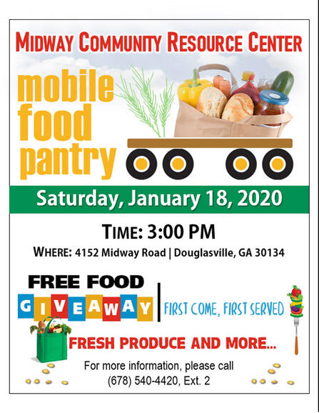 Jan 18 Free Mobile Food Pantry Midway Community Resource