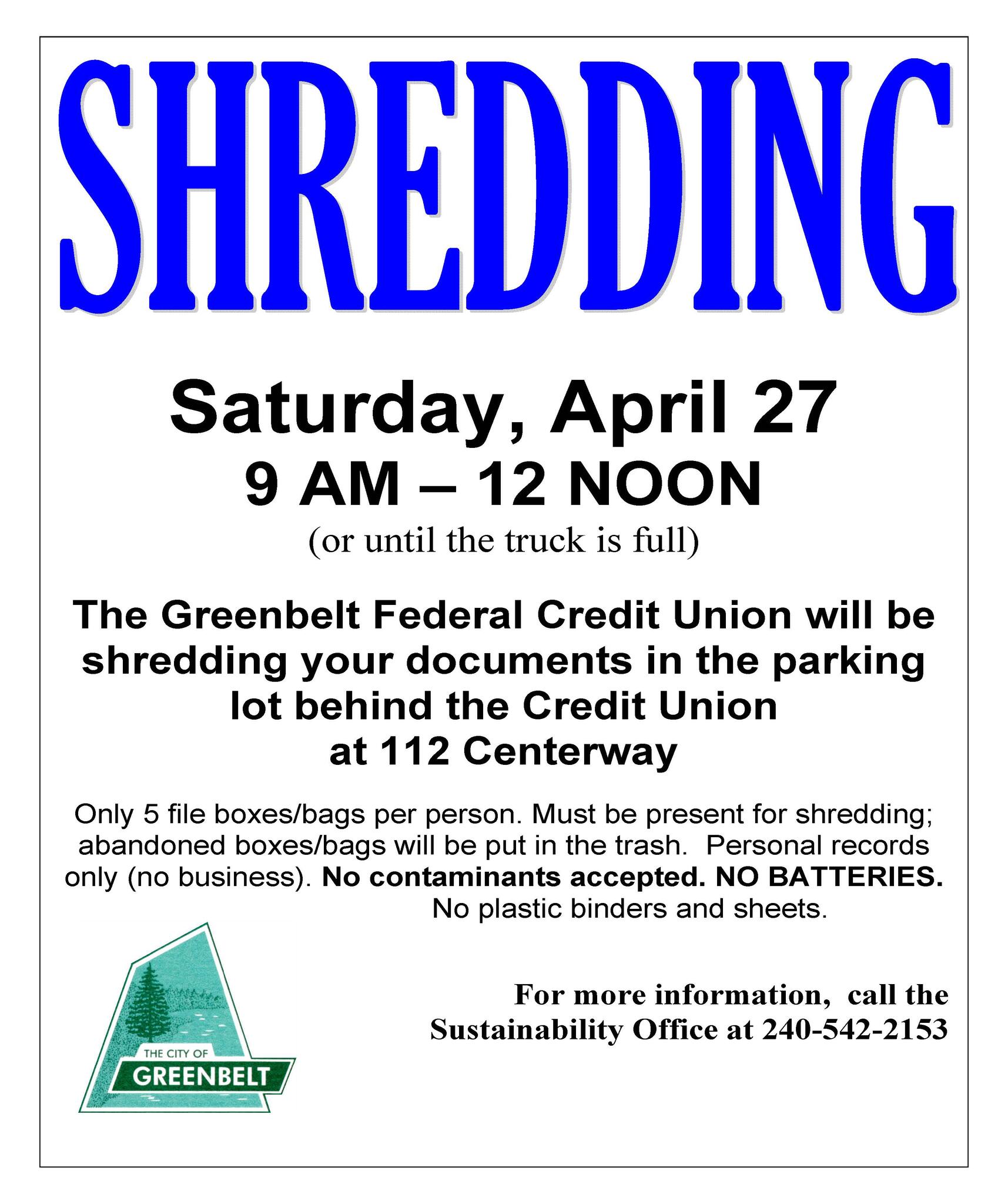 Shredding Day Event (City of Greenbelt) — Nextdoor — Nextdoor