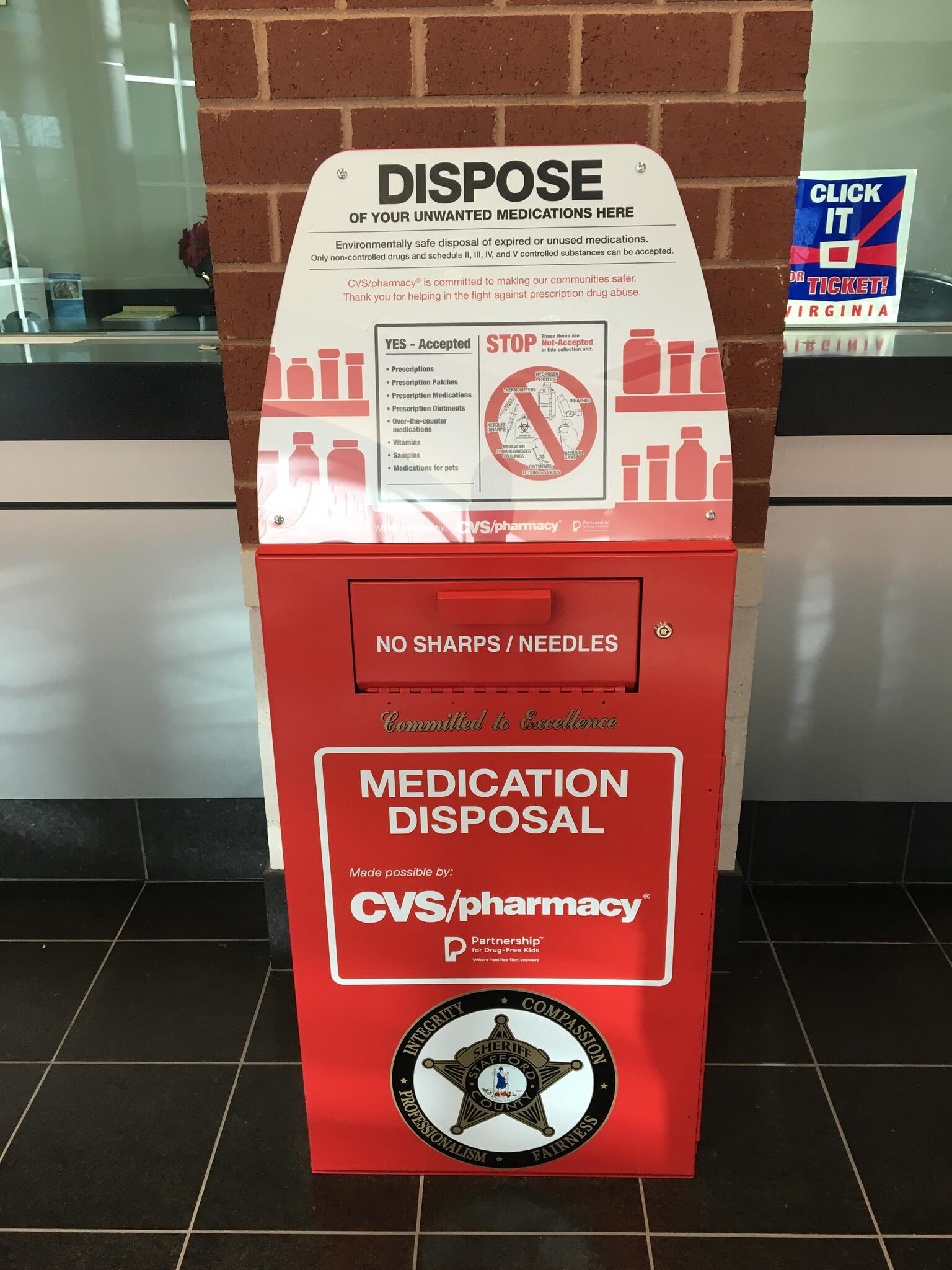 Medication Disposal Box At Sheriff's Office (stafford County Sheriff's 