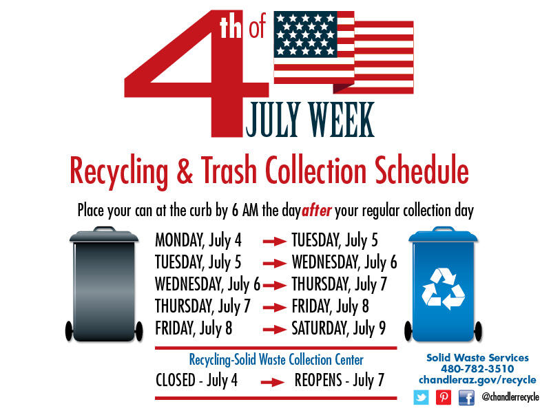 July 4 holiday to affect trash collection schedule (City of Chandler