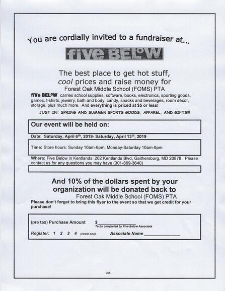 Apr 6 Shop At Five Below And Support Forest Oak Middle School