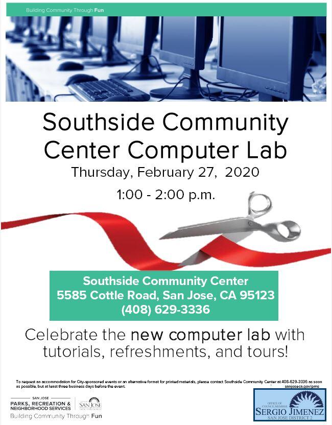 Southside Community Center Computer Lab Grand Opening NOTE CHANGE OF