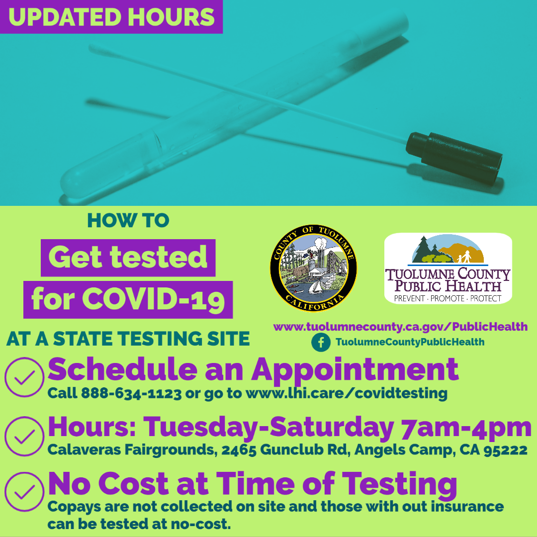 UPDATED HOURS COVID19 State Testing Site (County of