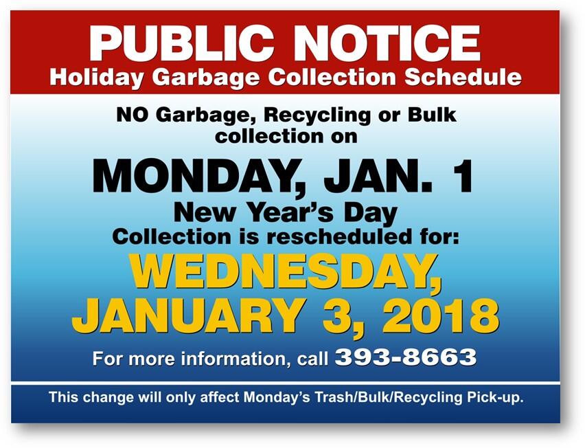 Holiday Garbage Collection Schedule (City of Portsmouth) — Nextdoor