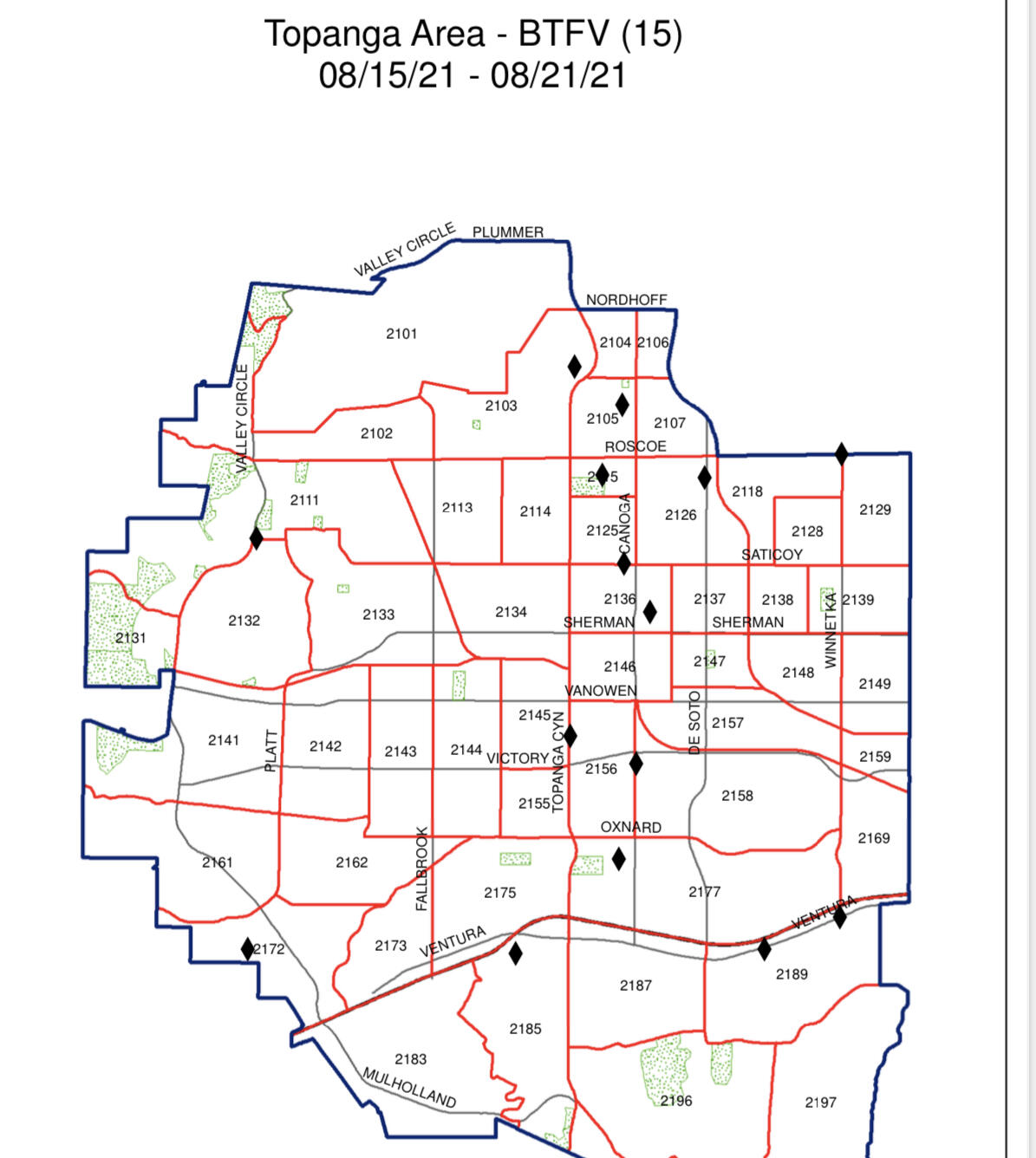 LAPD TOPANGA DIVISION WEEKLY CRIME MAPS (Los Angeles Police Department ...