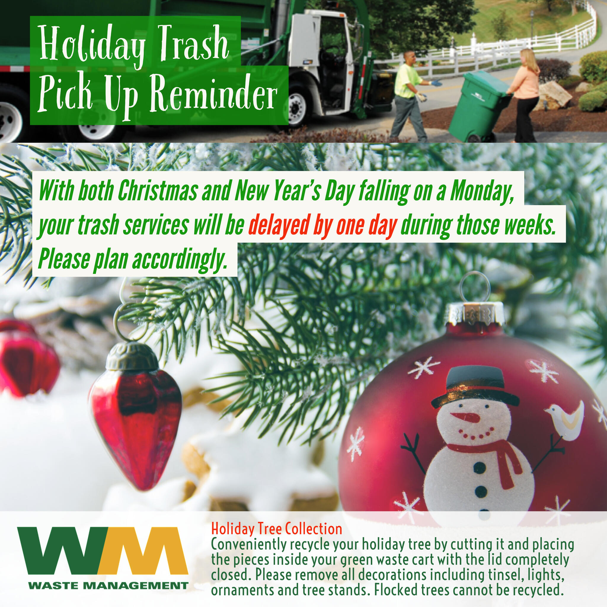 Waste Management Trash Pickup Holidays where to dump