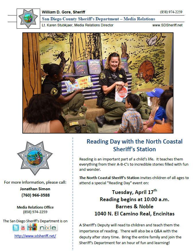 Sheriff S Reading Day Today Barnes Noble Encinitas San Diego