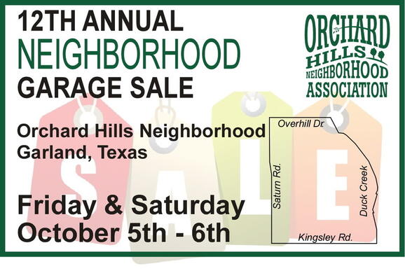 Oct 5 Orchard Hills Neighborhood 12th Annual Neighborhood Garage