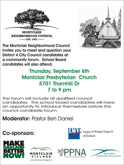 Sep 6 Montclair Neighborhood Council Candidate Forum Nextdoor