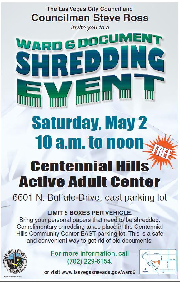 Free Shredding Event this Saturday from 10am12noon (City of Las Vegas