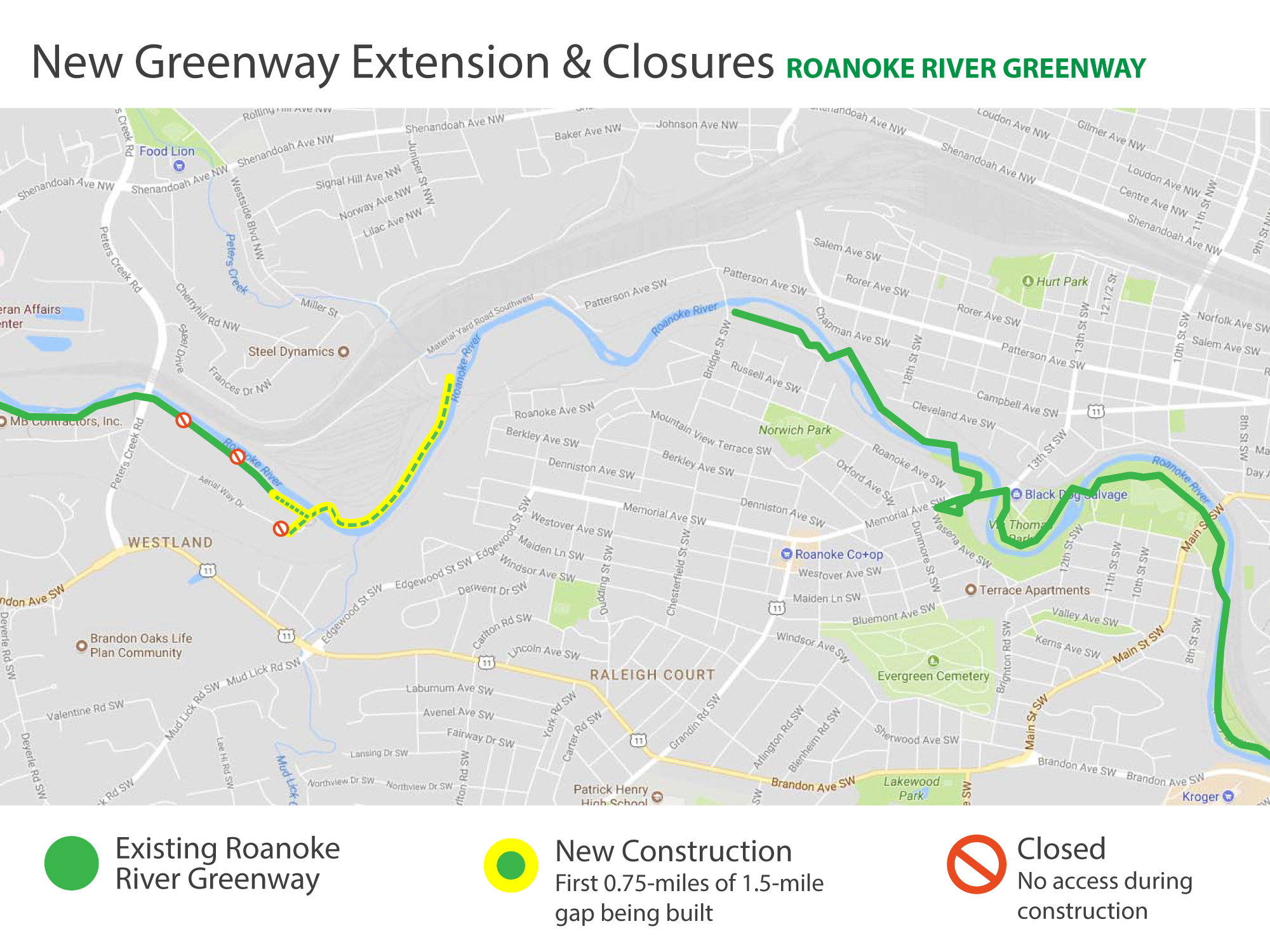 New Section of Roanoke River Greenway Under Construction (City of