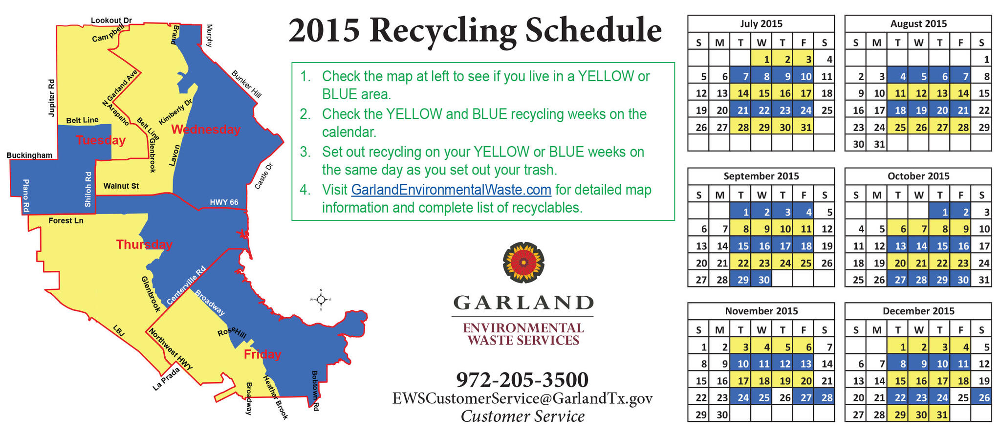 July-December Recycling Schedule (City of Garland) — Nextdoor — Nextdoor