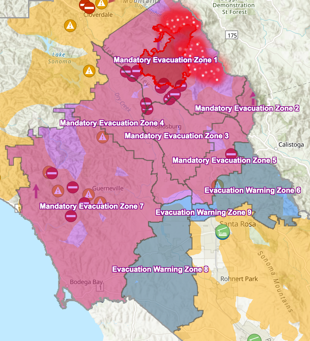 Updated Mandatory Evacuation Zones And Evacuation Warning Zones County Of Sonoma — Nextdoor 