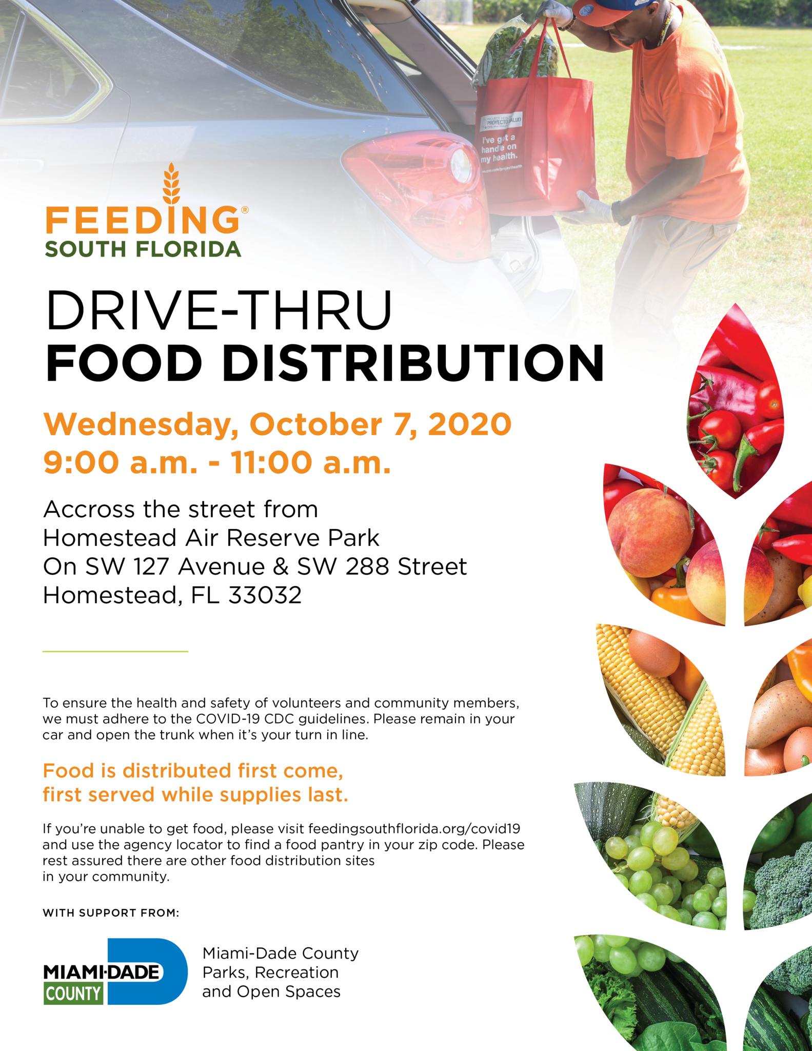 Feeding South Florida Free Drive Through Food Distribution Wednesday 9 A m Miami Dade County