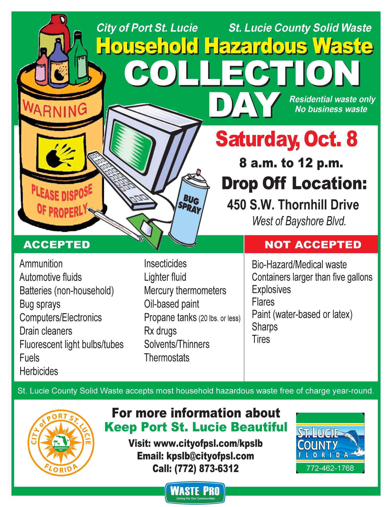 Household Hazardous Waste Disposal Event (City of Port St. Lucie