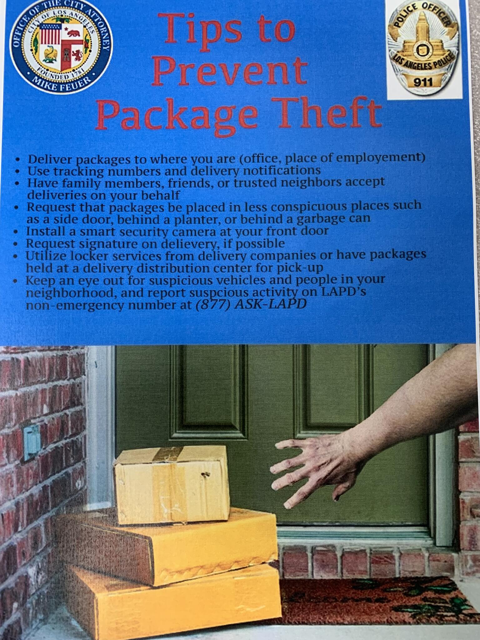 Package Theft Prevention (Los Angeles Police Department) — Nextdoor — Nextdoor