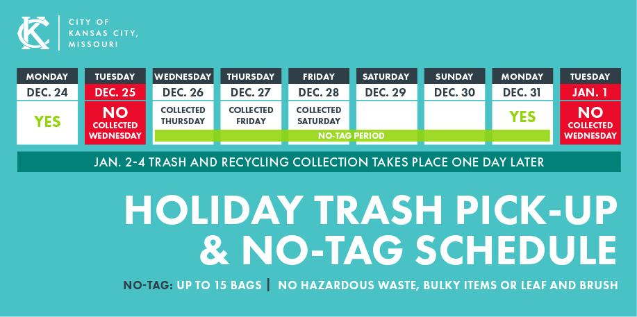 Holiday Trash Pickup and No-Tag Schedule for Dec. 26-31 (City Manager's Office) — Nextdoor