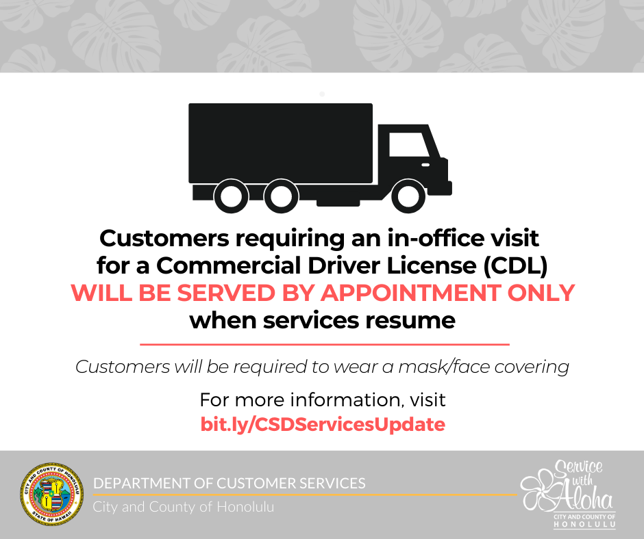 Update Commercial Driver Licensing (CDL) Services (City and County of