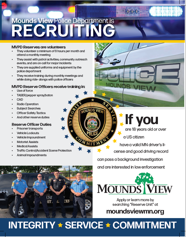 Mounds View Police Reserves are Recruiting (Mounds View Police ...