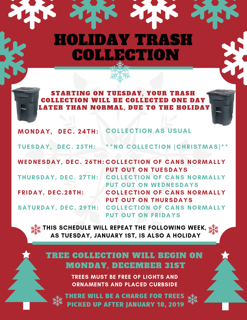 Holiday Trash Collection Schedule (City of Manteca) — Nextdoor — Nextdoor