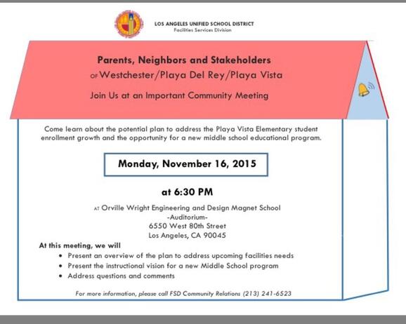 Nov 16 Lausd Community Meeting About Playa Vista Elementary