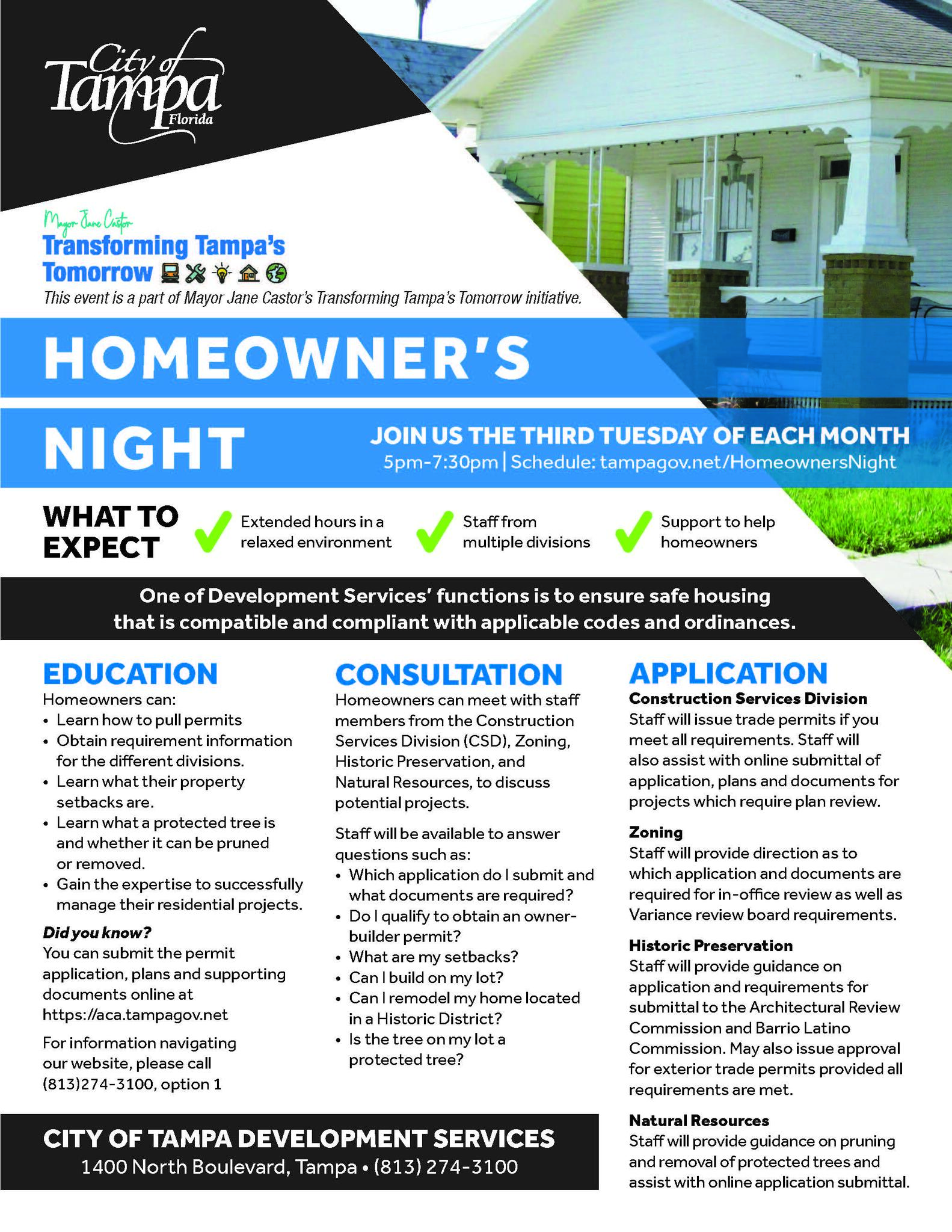 City Of Tampa Will Host A Homeowner S Night On February 18th City