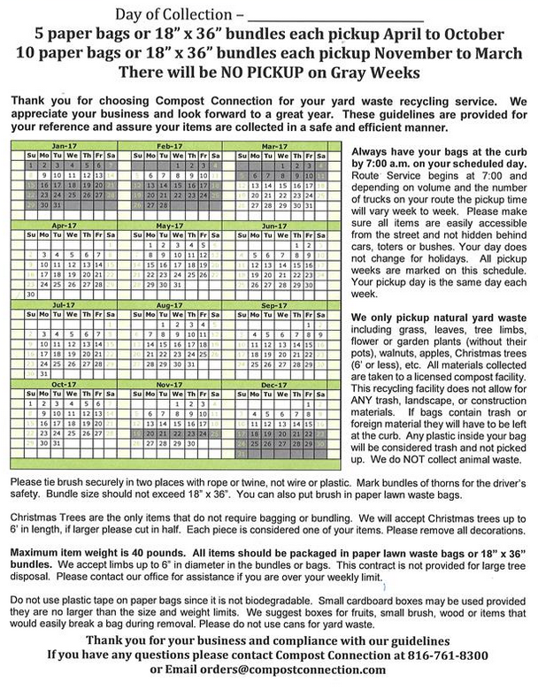 Yard Waste Collection Schedule (Smithville Police Department