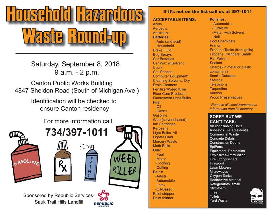 Hazardous Household Waste Round-Up (Canton Police Department