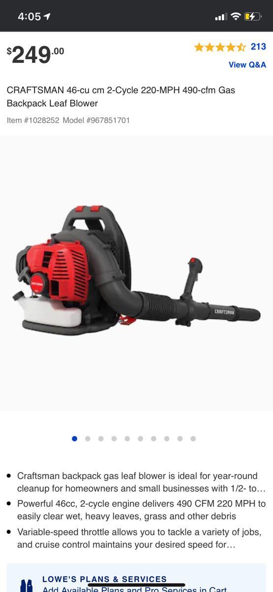craftsman 46cc backpack leaf blower Online Sale