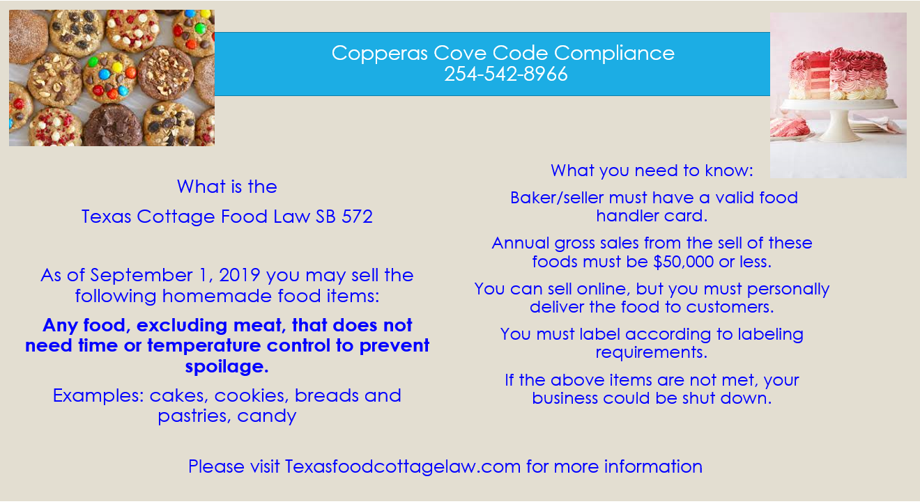 Texas Food Cottage Law Copperas Cove Police Department Mdash