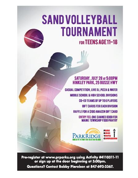 Jul 28 Park Ridge Youth Commission Sand Volleyball Tournament