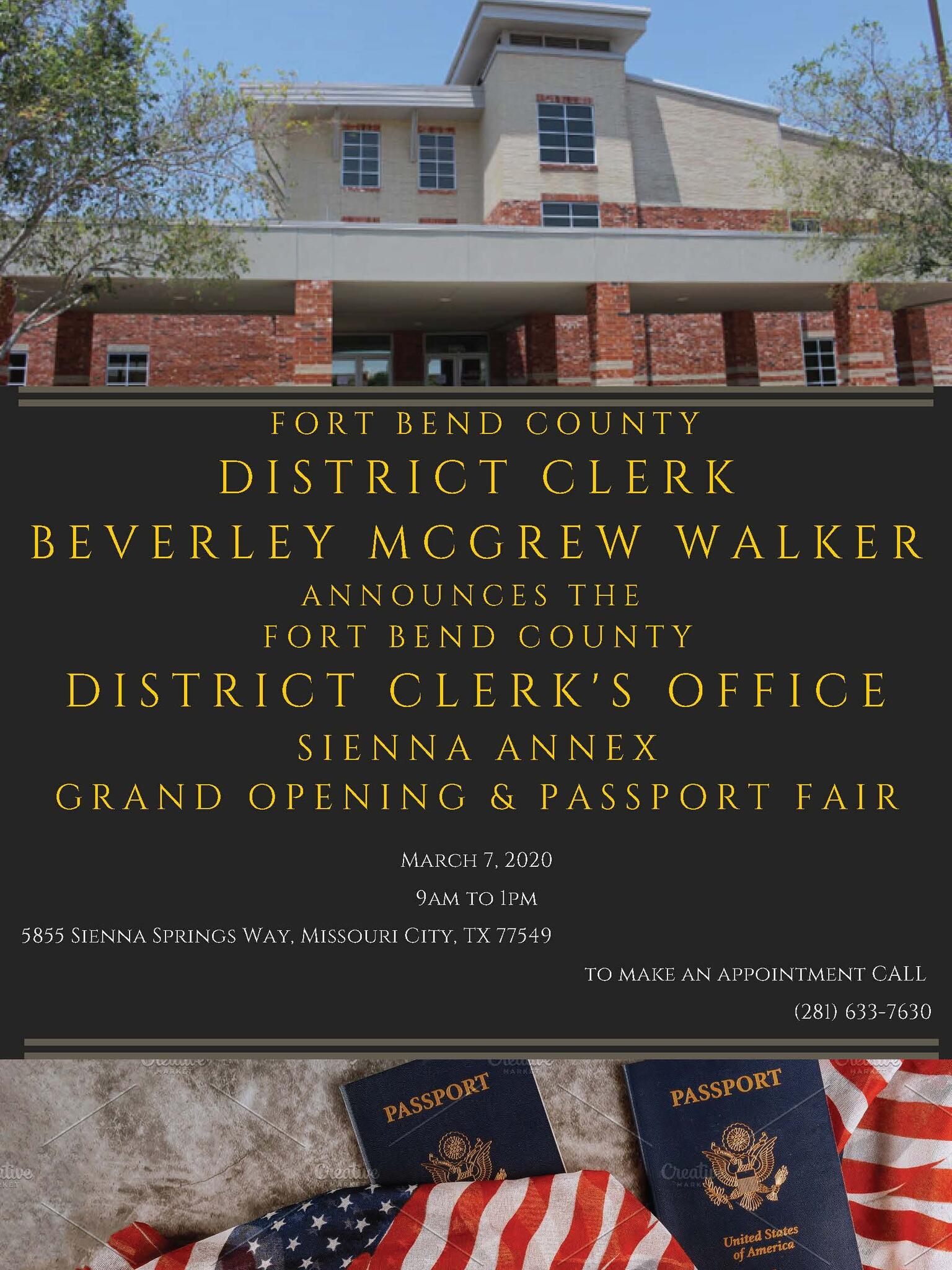 Grand Opening for the Fort Bend County District Clerk s Office Sienna