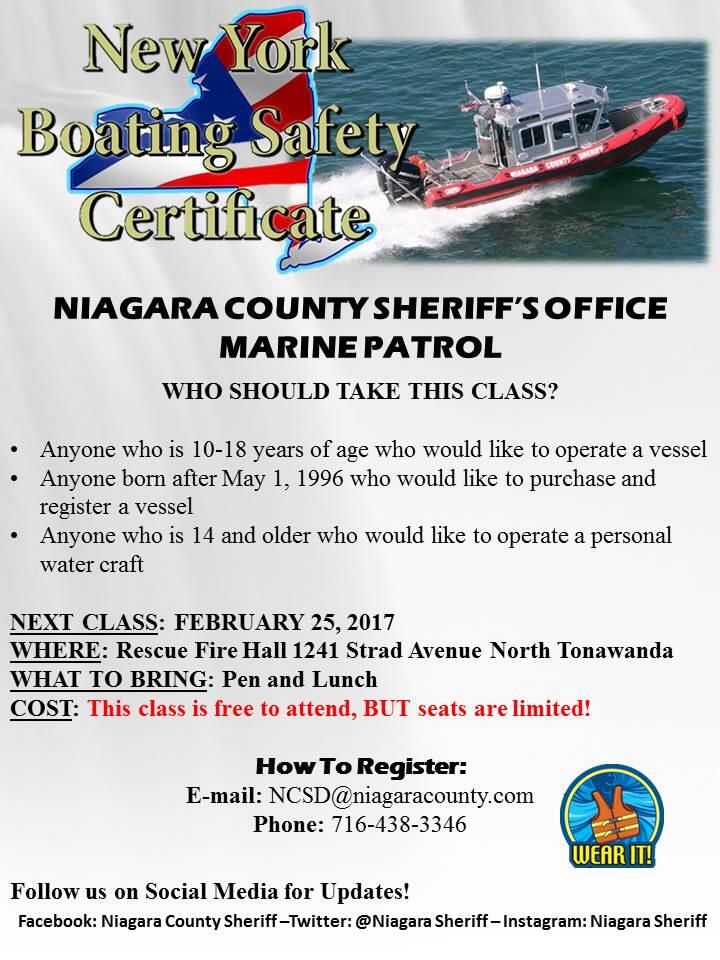 New York State Boating Safety Course Offered February 25, 2017