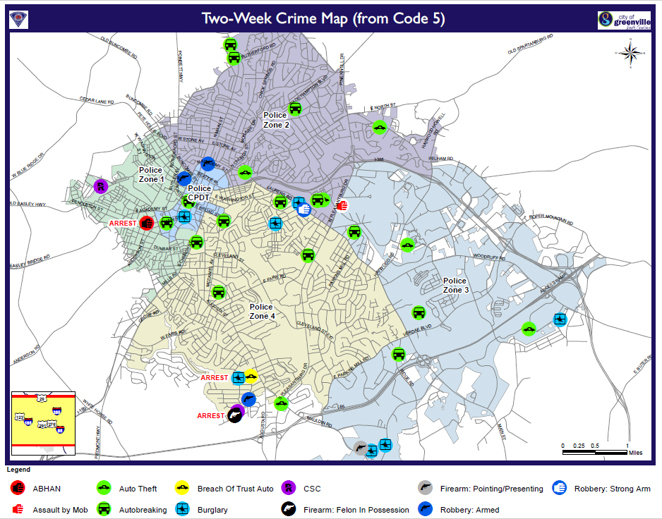 2-Week Crime Map | Nov 5-18 (Greenville Police Department) — Nextdoor