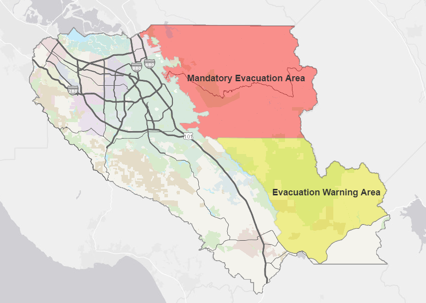 EVACUATION ORDER AND WARNING: Map (County of Santa Clara) — Nextdoor 